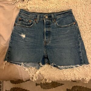 Levi's Distressed High-Rise Denim Shorts - size 26 cutoffs
